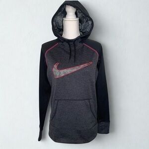 Nike Women Sportwear Therma-Fit Pullover Hoody Sweatshirt Gray/Black Size Medium